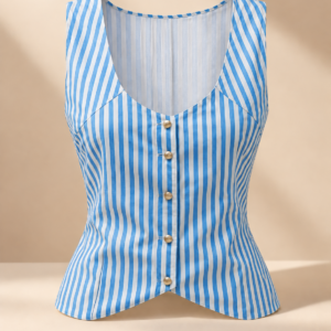 Corset boutonné rayé — Pièce unique
