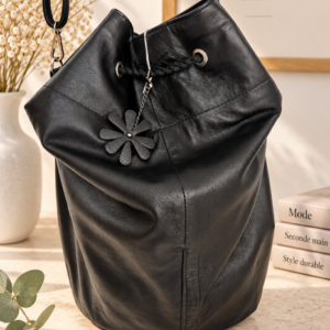 Sac cuir détail marguerite — Pièce unique
