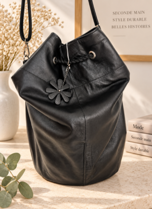 Sac cuir détail marguerite — Pièce unique