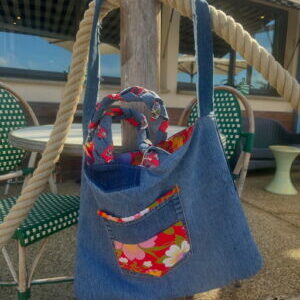 Sac jean et fleurs — Pièce unique
