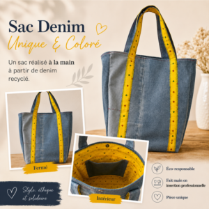 Tote bag denim — Pièce unique